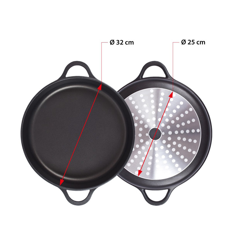 Valira Non-Stick Aluminum Round Braiser with Lid, 33.5 cm, 5.5 L