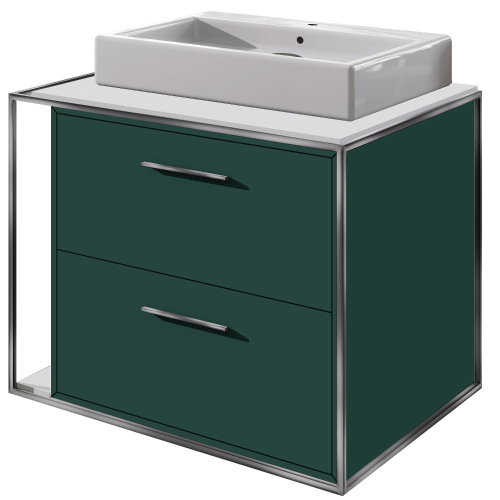 Linea 24'' Single Bathroom Vanity, Brushed Stainless Steel, Single-Hole, Cloud