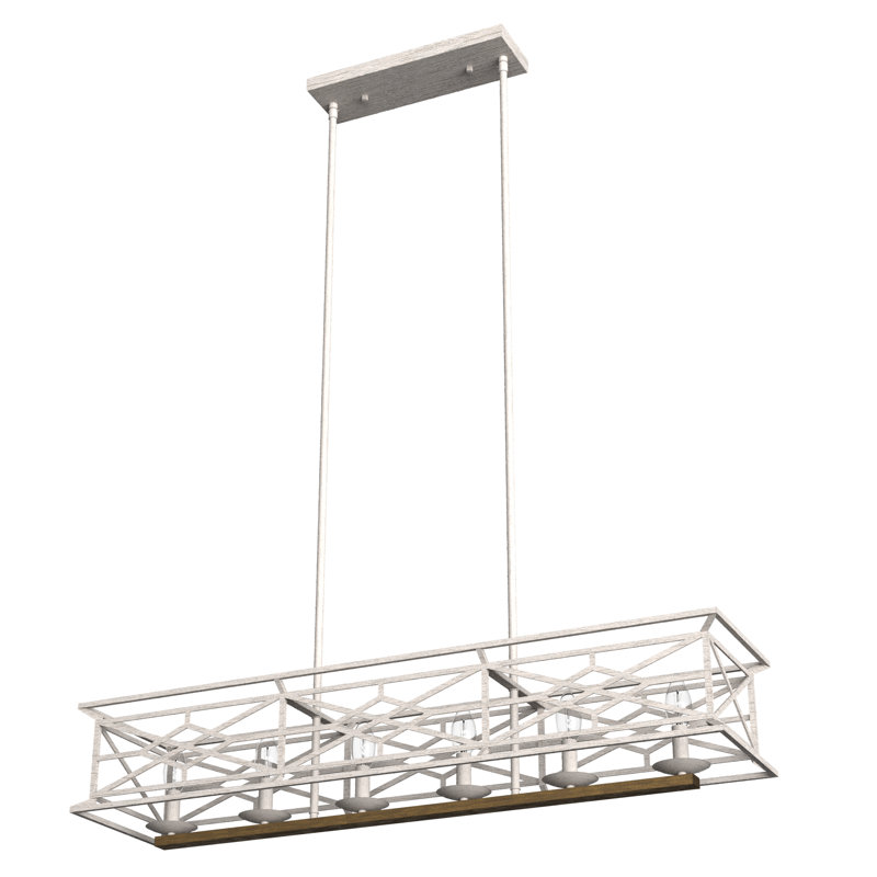 Langwood 6 Light Linear Chandelier, White