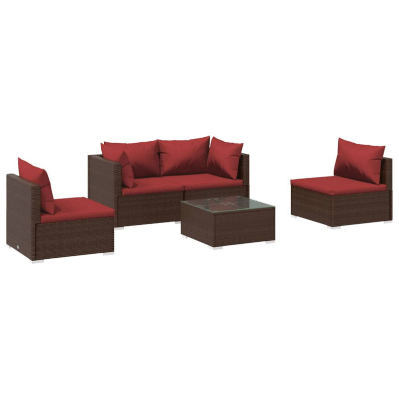 5 Piece Lounge Sofa Seating Group, Cinnamon red, Brown