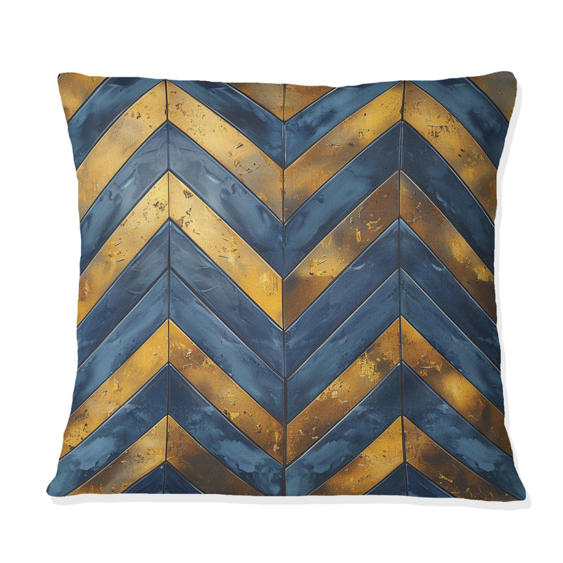 Coussin décoratif bleu Mid-Century Glamour Chevron I, H 16 po x l 16 po