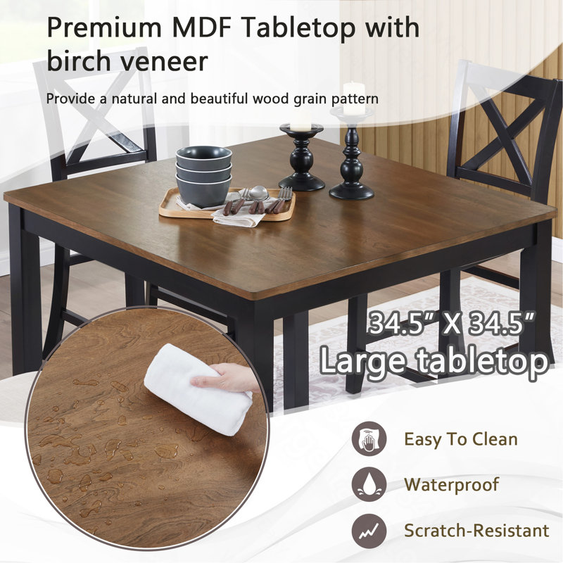 Ensemble de table de salle à manger 5 pièces à hauteur de comptoir avec 4 chaises pour petit espace, cuisine, salle à manger