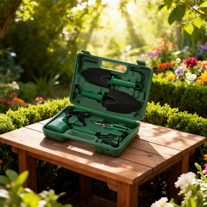 Ensemble de 5 mini outils de jardinage et boîte de transport, trousse d'outils de jardinage fourre-tout