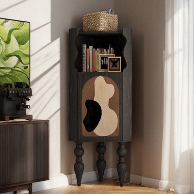 Modern simple wooden corner bookcase