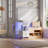 Narrow Bedside Table, Narrow Nightstand with Charging Station&LED, Bedside Table End Table White