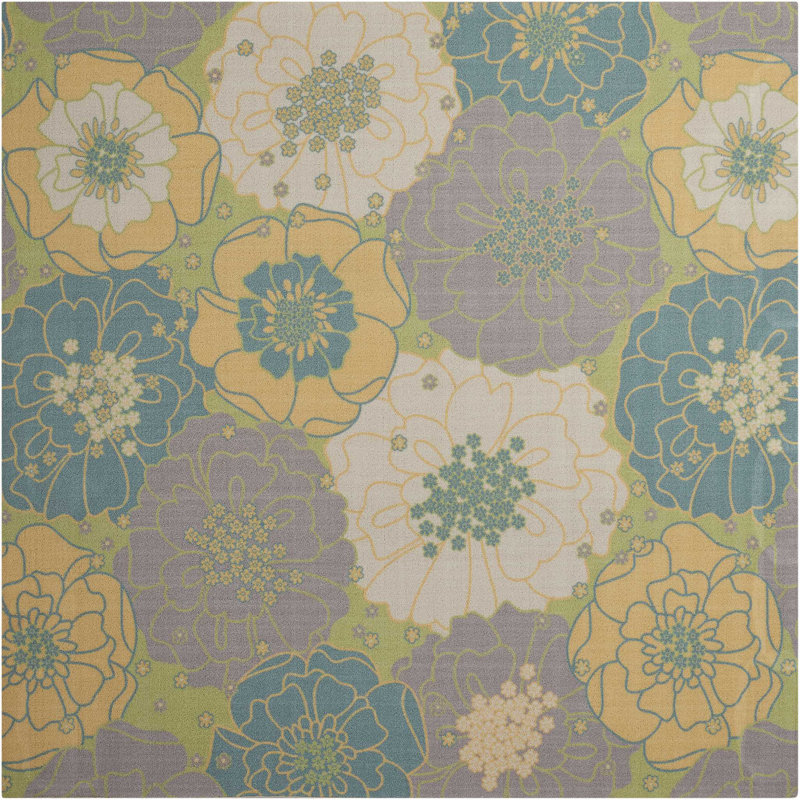 Tapis vert moderne Dian, Carré 8 pi 6 po