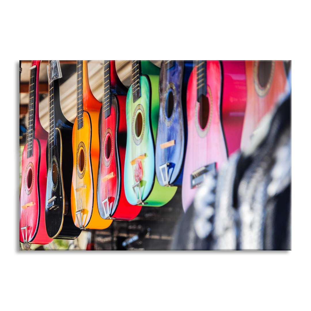 Glasbild Bunte Gitarren