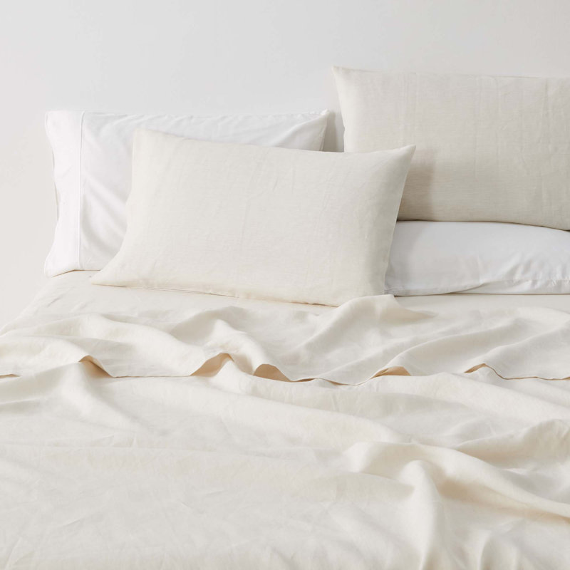Sand Linen Euro Pillowcase Set with Inner Envelope Closure