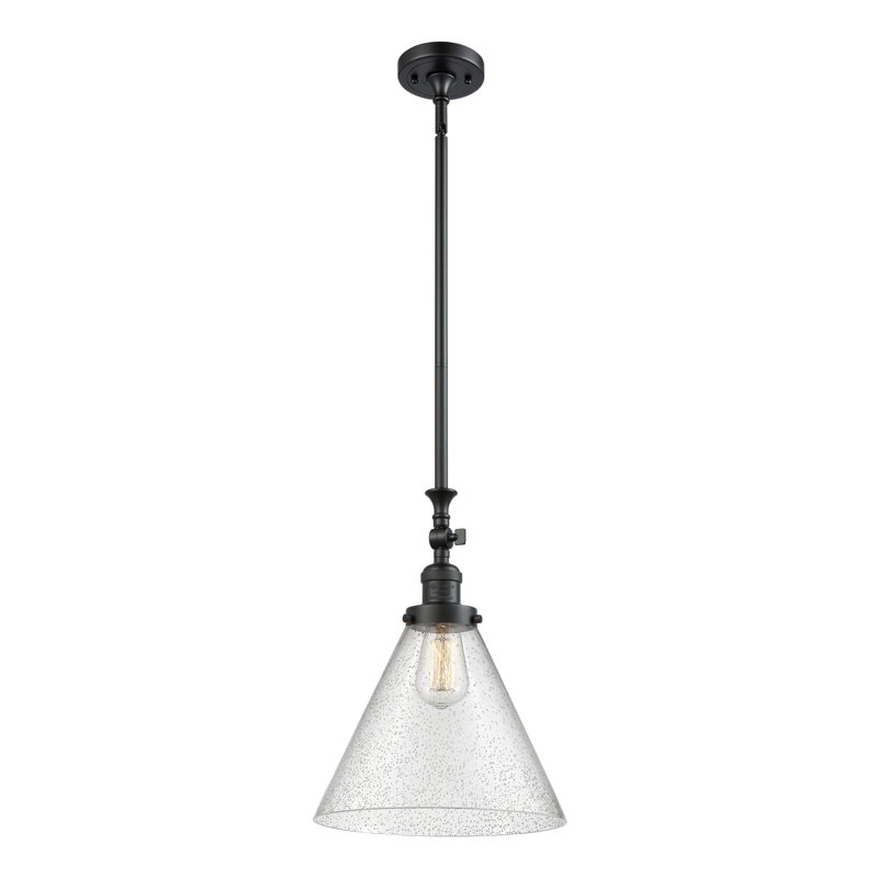 1 - Light Single Pendant, Matte Black, Clear, 6 Watt Vinage LED Bulb