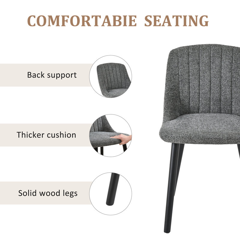 48.5cm H Upholstered Side Chair, Grey Chenille/Black