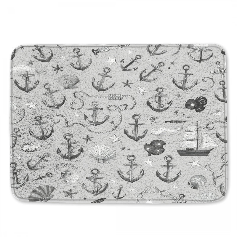Tapis de bain Nautical Anchor Shells, L 34 po x L 21 po