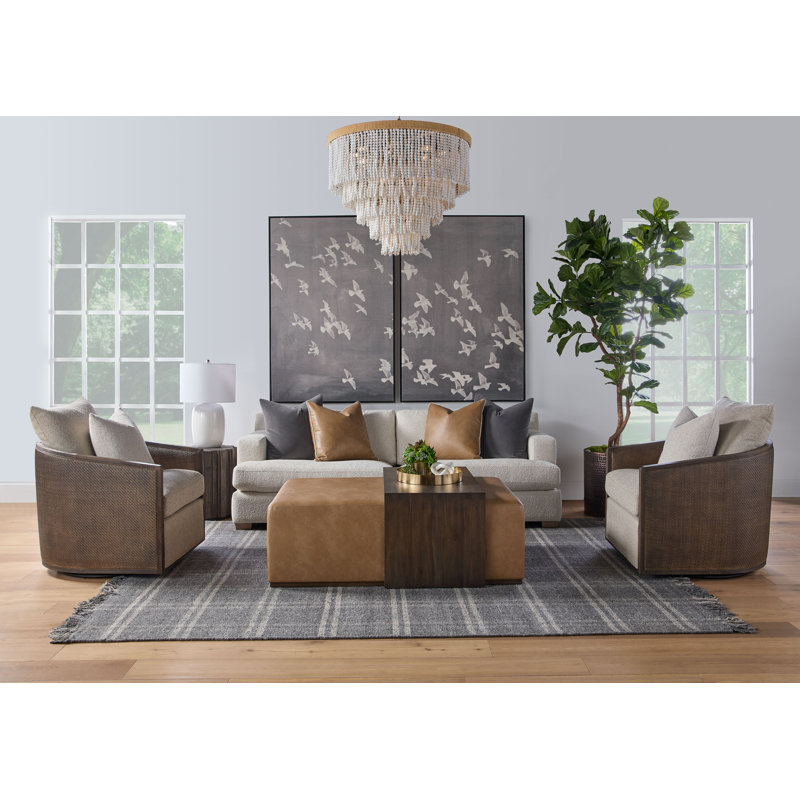 Fauteuil club pivotant Noda, Bois brun foncé