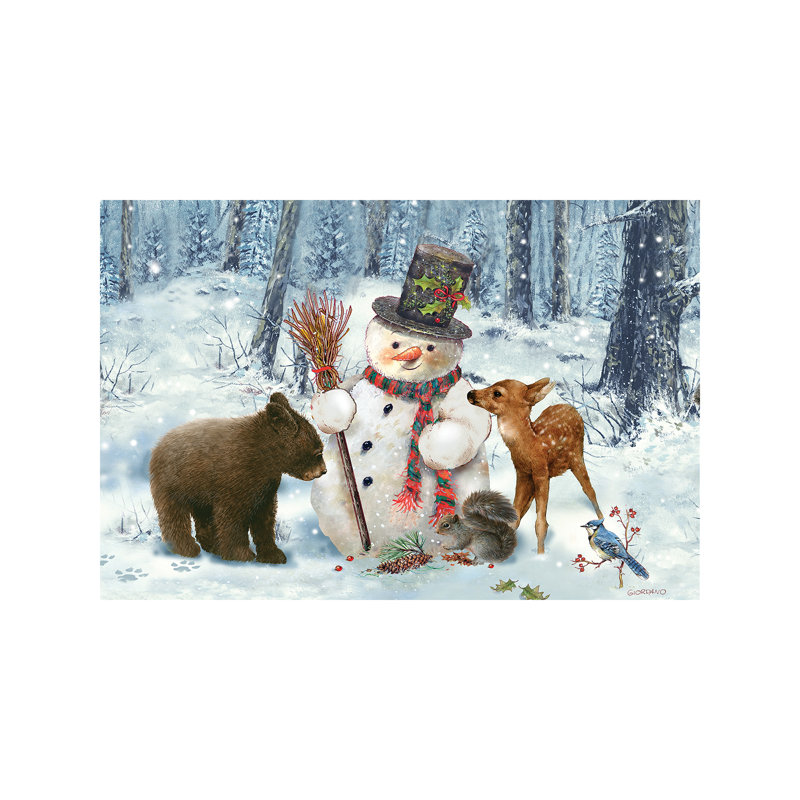 Woodland Snowman - Wrapped Canvas Painting, 66.04 cm H x 45.72 cm W x 1.91 cm D