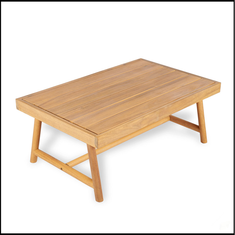 Table basse de patio rectangulaire en bois d'acacia, durable et élégante pour l'extérieur, nécessitant peu d'entretien et durable