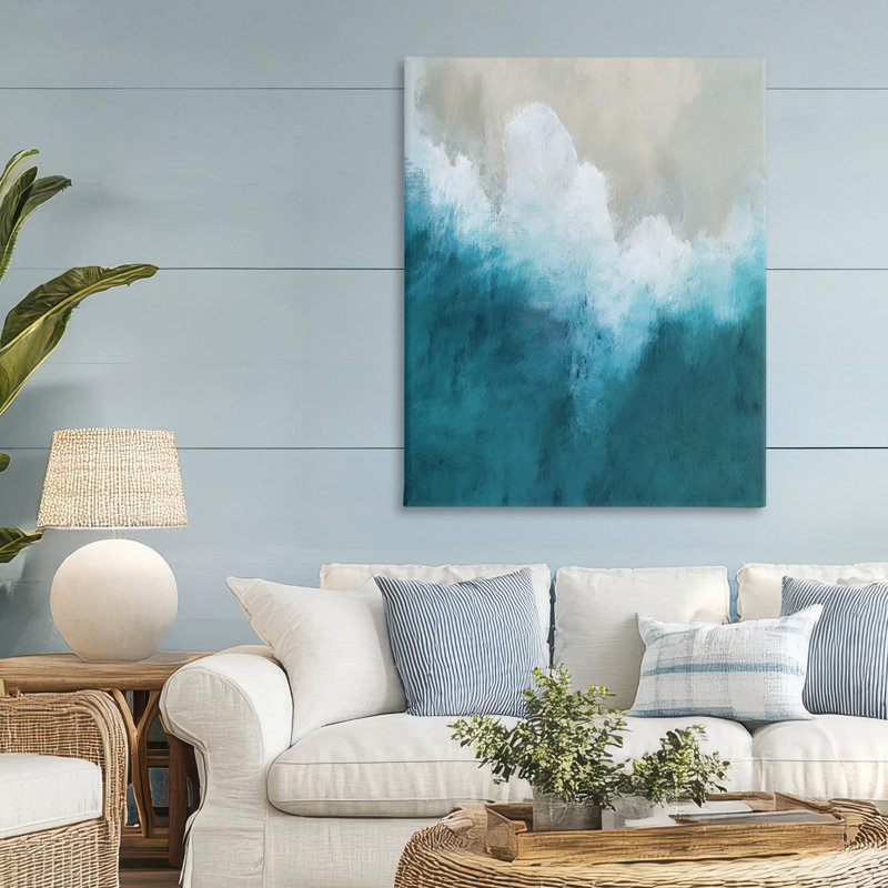Toile d'abstraction aérienne, conception par Denise Brown, H 48 po x l 36 po