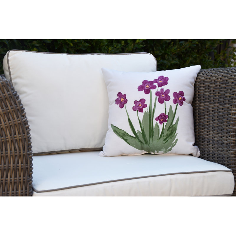 18" x 18" Purple Floral Outdoor Throw Pillow