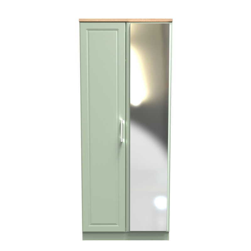 Aalysia 2 Door Mirrored Robe, Reed Green/Bardolino Oak