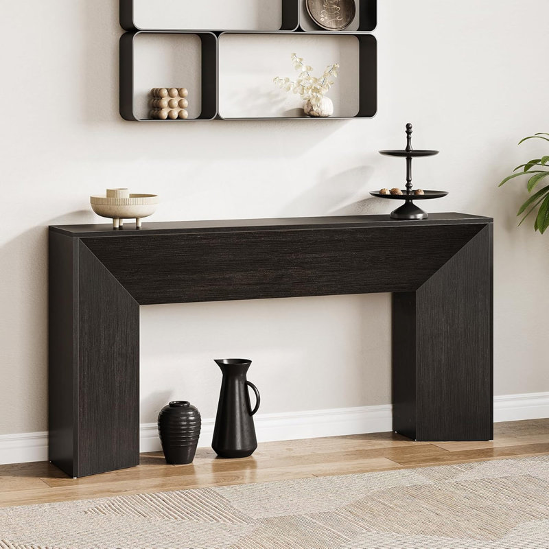 Extra Long Console Table, Modern Farmhouse Sofa Table Behind Couch, Black