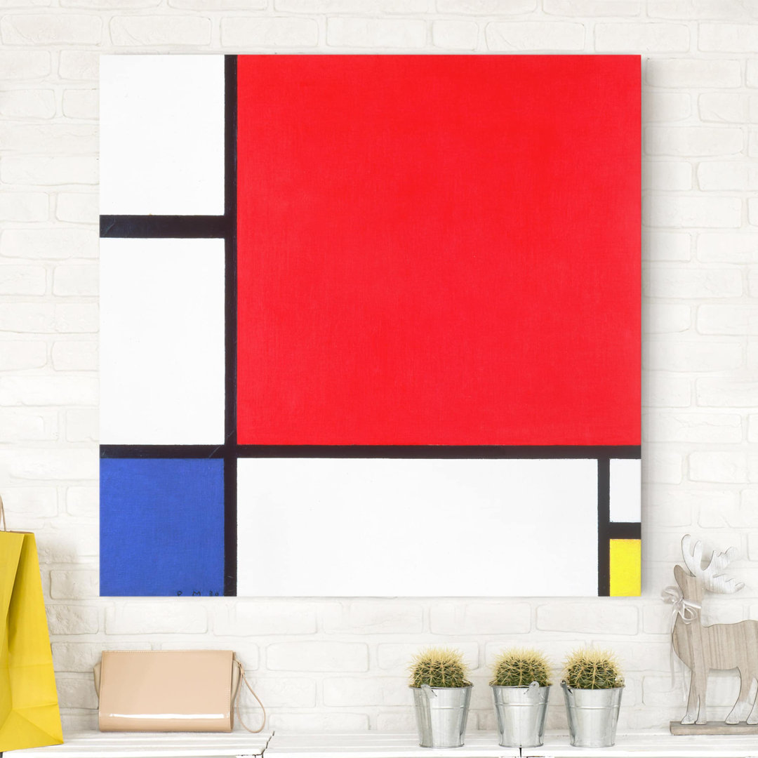 Leinwandbild Komposition mit Rot, Blau und Gelb von Piet Mondrian