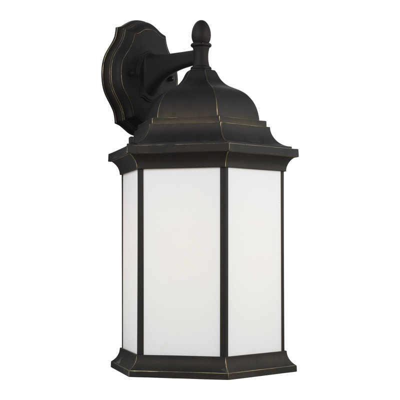 Lanterne murale d'extérieur Sevier, H 18,75 po x l 9,38 po x P 9,38 po, Oui, Bronze antique avec abat-jour givré