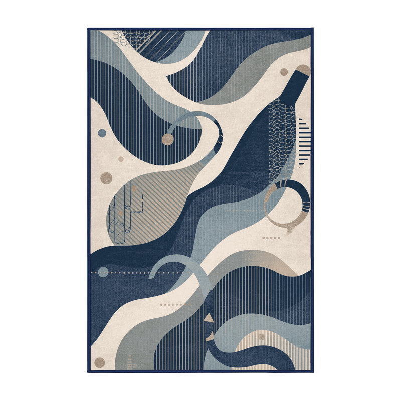 Tapis gris moelleux moelleux à motif abstrait moderne Maracas Forbell, 7 x 9