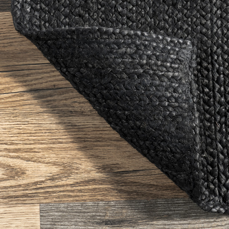 Bernyce Handmade Tufted Farmhouse Jute Black Rug, Round 8'