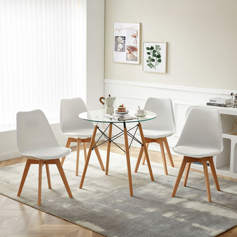 Ensemble de salle à manger Isalena, Blanc, 5 Pieces: 1 Table, 4 Chairs