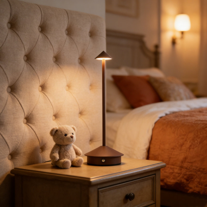 Lampe de table moderne sans fil à DEL - Ip54 imperméable, à intensité variable avec mémoire, batterie rechargeable 5000 mah pour une utilisation intérieure et extérieure (ensemble de 1, brun)