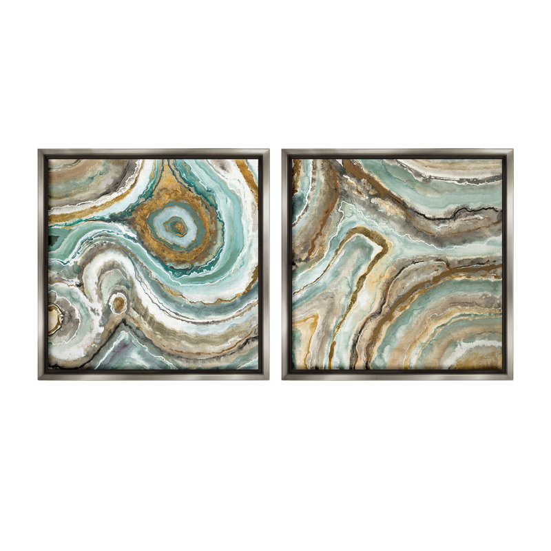 «Swirling Agate Motif» par Liz Jardine, 2 pièces sur toile, Cadre flottant gris lustré, H 25 po x l 25 po