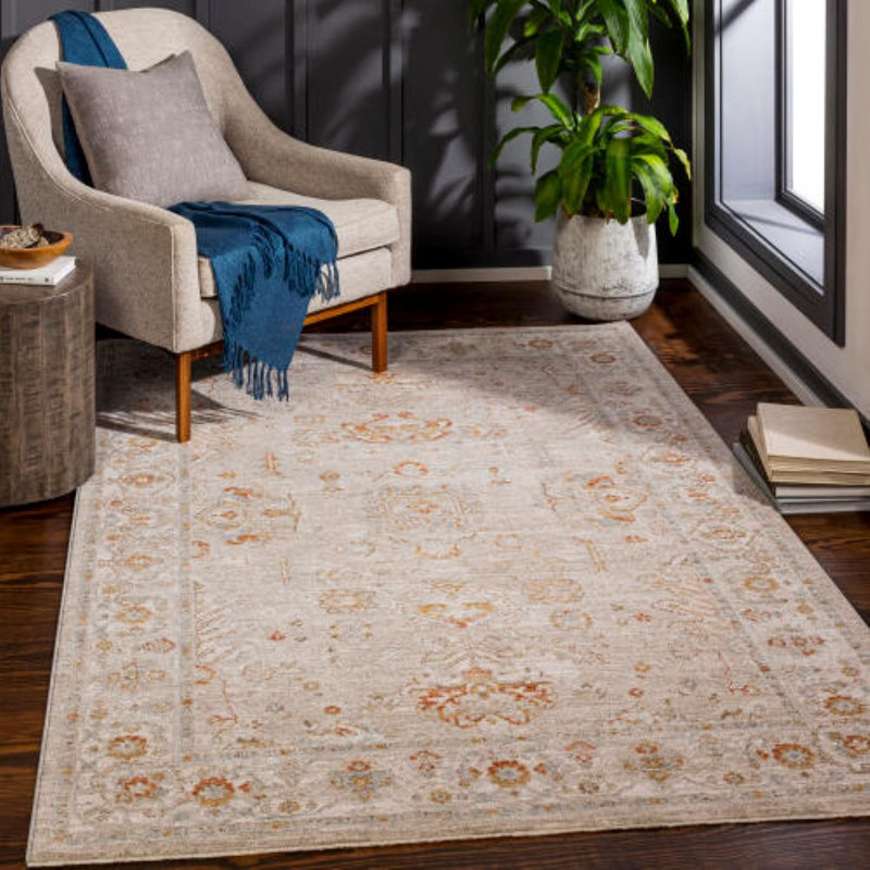 Tapis oriental beige / orange / ivoire Finnlagh, Rectangle 7 pi 10 po x 10 pi 3 po