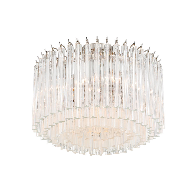 Plafonnier semi-encastré poli 5 lumières Huntsberry, Nickel