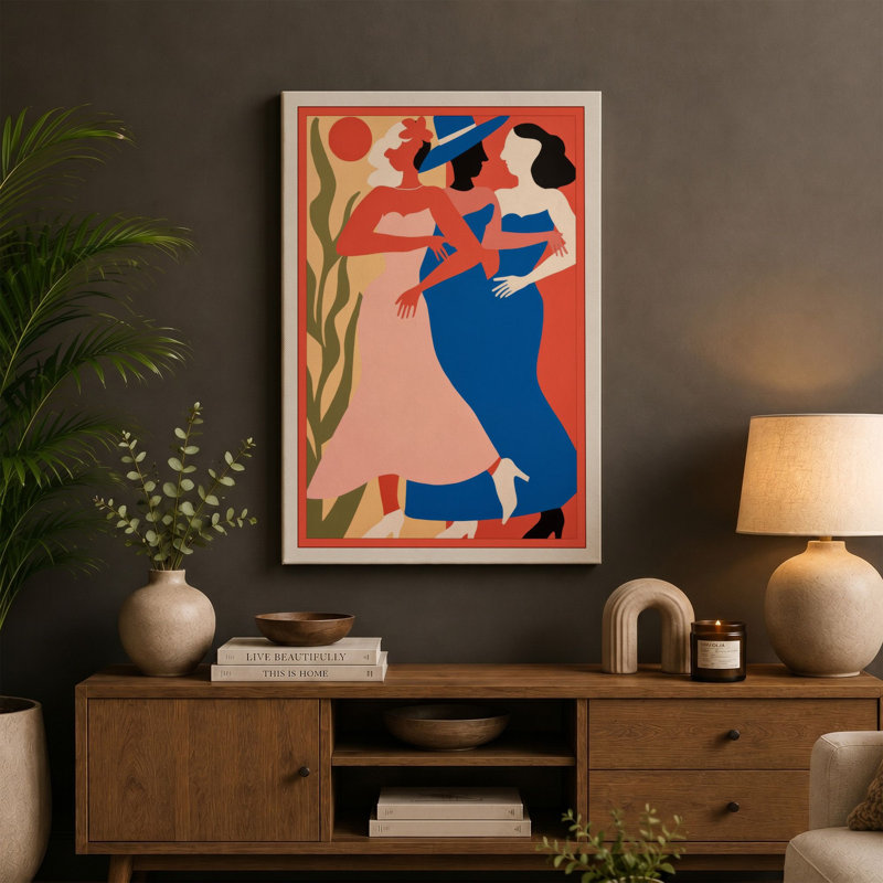 Figure with Plant Form Modern - Wrapped Canvas, Black Border, 24x16 - 61.0 x 40.6 cm
