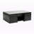 Coffee Table 4 cube shaped ottomans with dark brown faux leather lids, 16.97" H, 47.61" W, 31.13" D