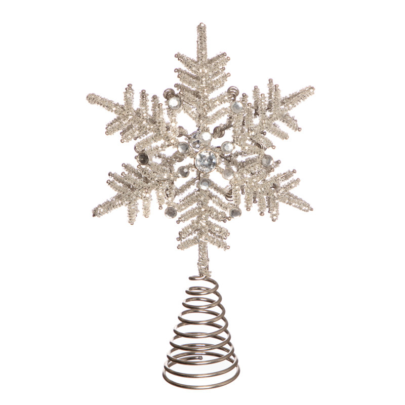 Snowflake 27cm Handmade Metal Astrology & Stars Tree Topper, Silver