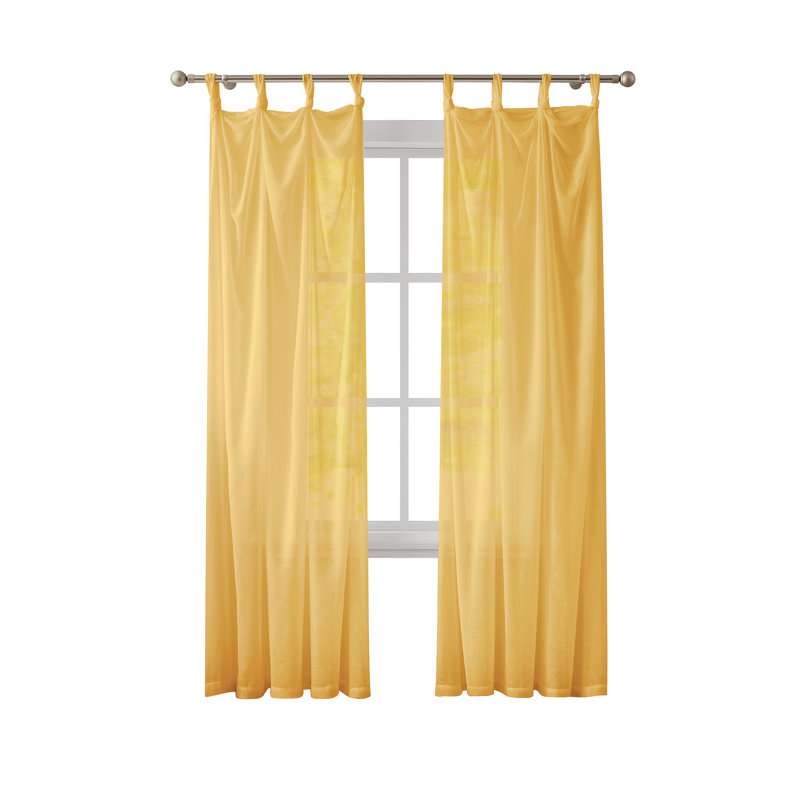 Rideau transparent Mia Gauzy, L 70 po x L 84 po, Jaune