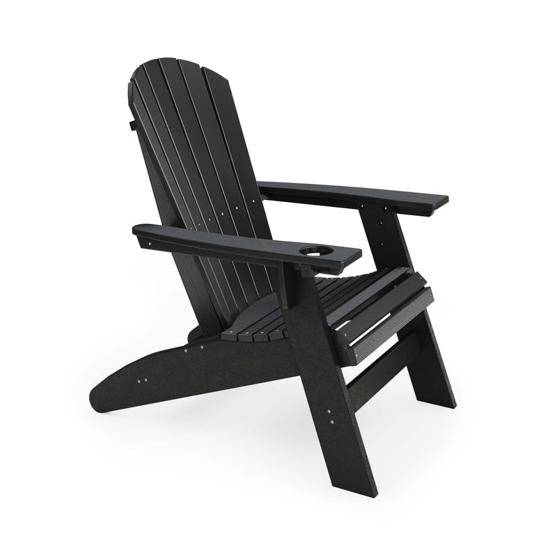 Adirondack Chair – Sturdy Hdpe Poly Lumber For Poolside, Patio, And Garden Relaxation, Black