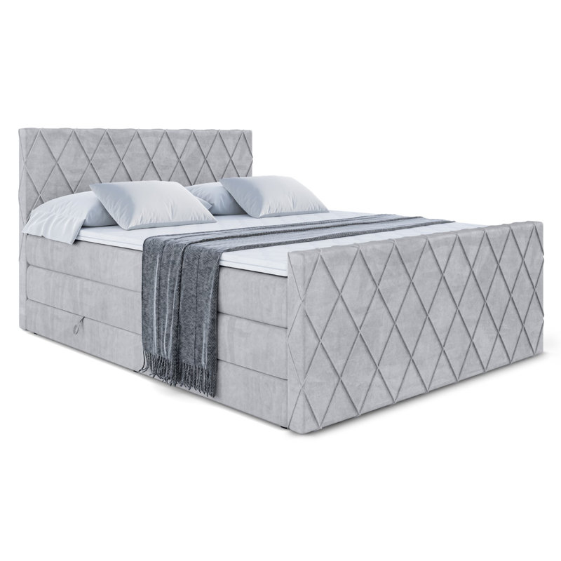 Rudmer Bed with Mattress, Light gray, 180cm W x 200cm L