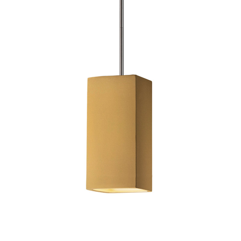 Luminaire suspendu carré 1 lumière Radiance, Nickel brossé, Blanc mat