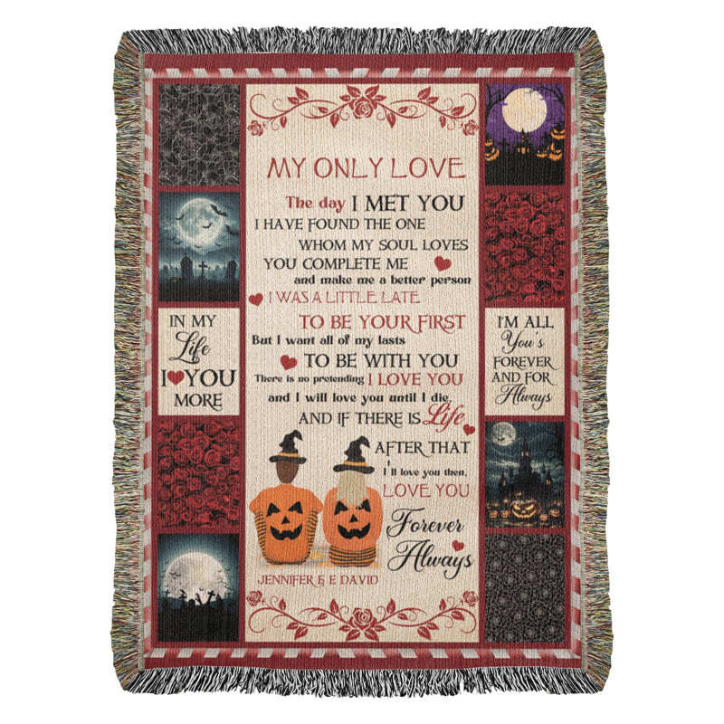 Couverture personnalisée Halloween Love, 60 po x 80 po