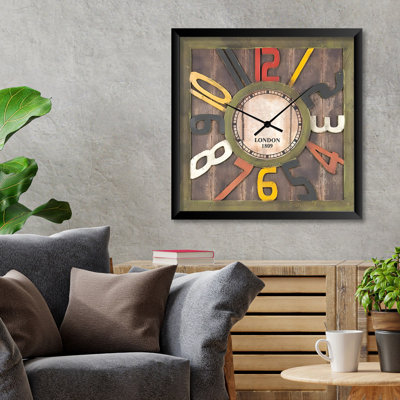 Elegant Decorative Wall Clock, 17.7 x 17.7 inches | 100% MDF with 100% Polystyrene Frame, Thickness: 0.8 inches | UV Printed Design, Perfect for Home Decor & Modern Interiors, Stylish & Functional Timepiece