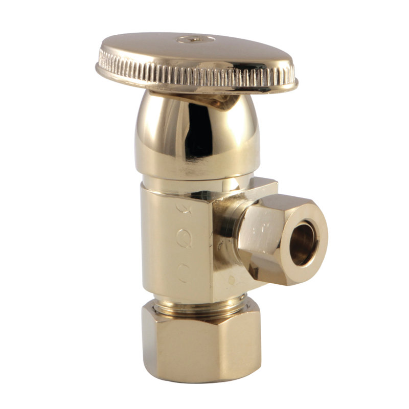 Kingston Brass Americana 5/8-Inch OD Comp x 3/8-Inch OD Comp Anti-Seize Deluxe Quarter-Turn Ceramic Hardisc Cartridge Angle Stop