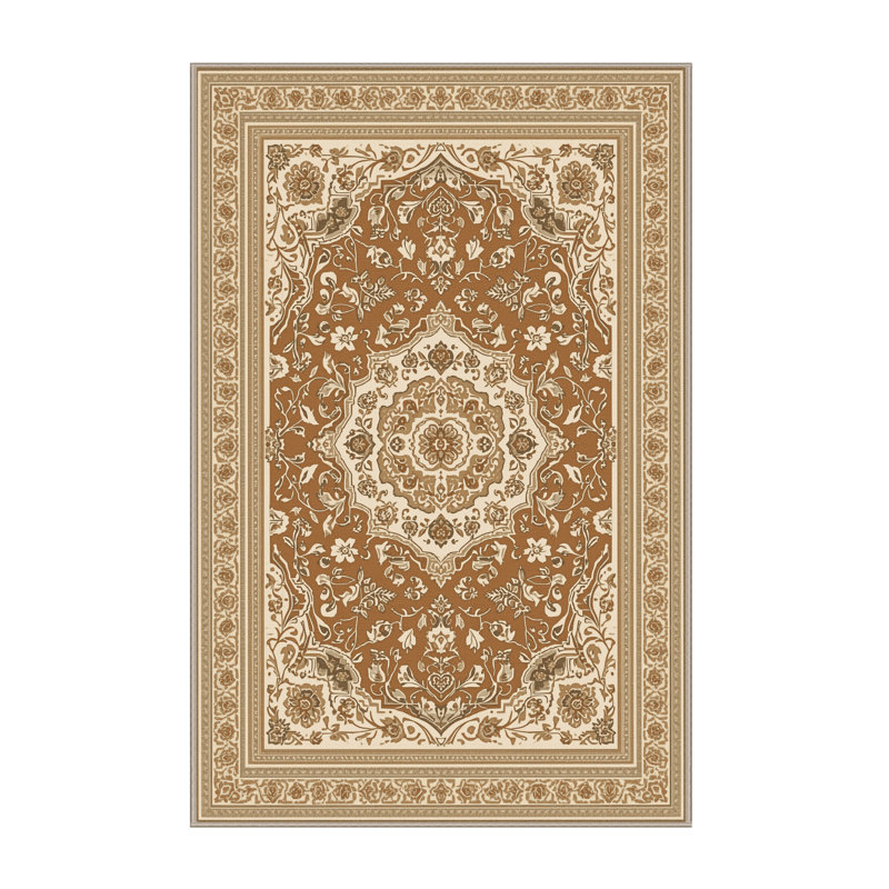 Soft Plush Eichhorn Classic Floral Area Rug in Beige – Beige Binding, 2x5