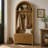 70.3" Arched Hall Tree with Bench & Shoe Storage, 4 Hooks and 2 Fluted Doors-385198384
