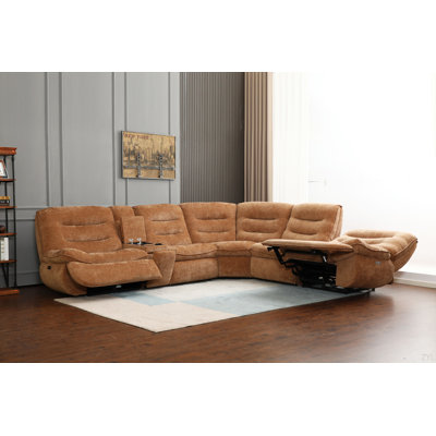 Canapé modulaire orange en chenille
