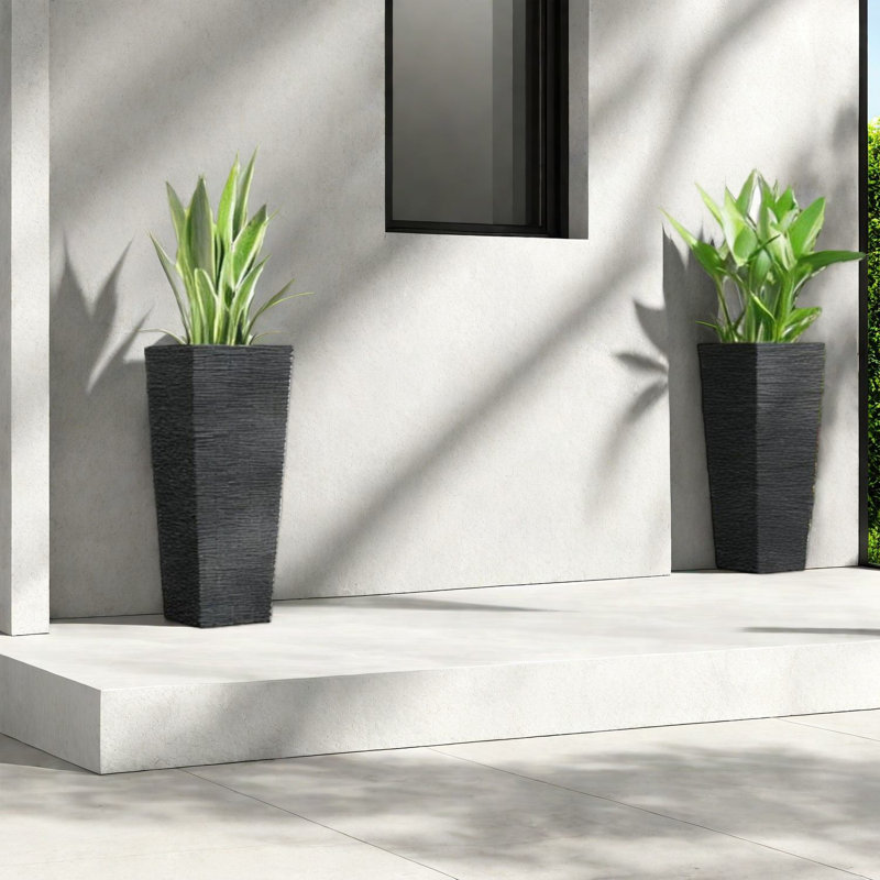 Jardinières noires modernes peu encombrantes, matériau PP durable, décoration extérieure