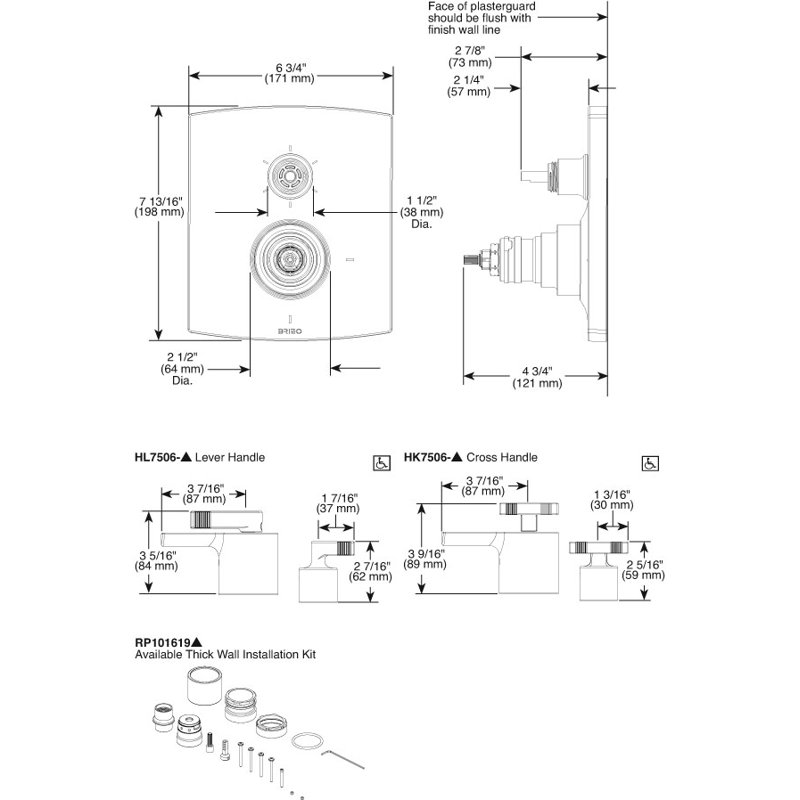 Kintsu® TempAssure® Thermostatic Valve with Integrated 6-Function Diverter Trim, Knob, Chrome