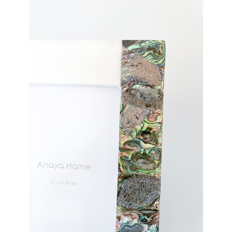 4x6 White Marble and Rainbow Mother of Pearl Picture Frame
