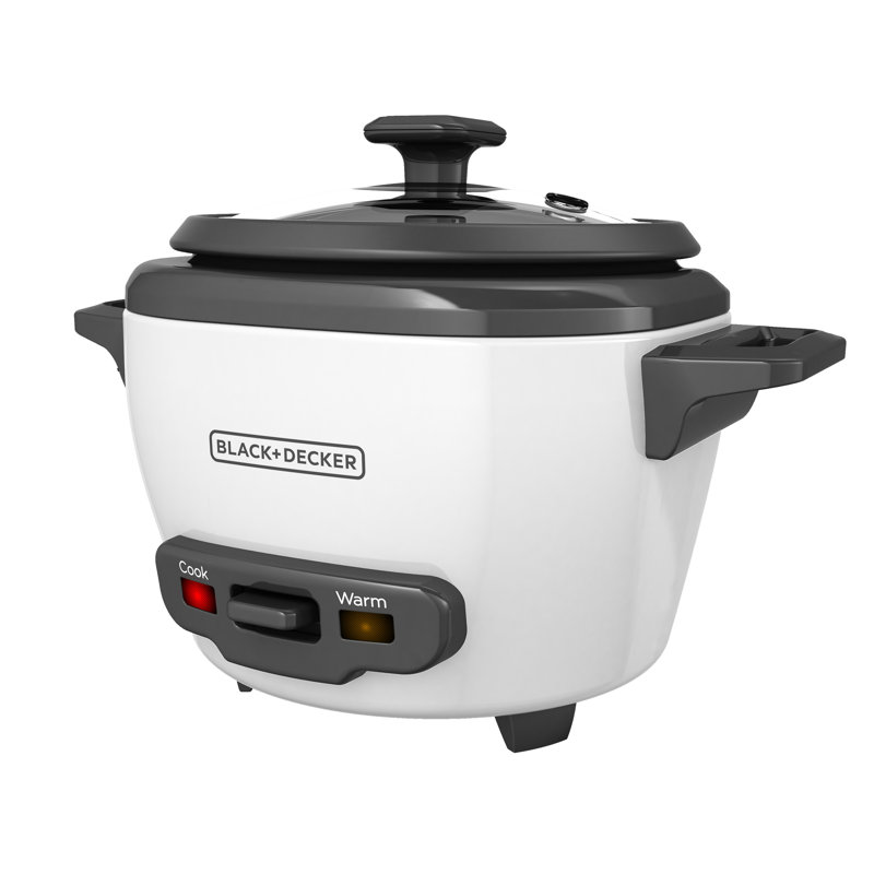 BLACK+DECKER, Rice Cooker, Uncooked Rice, Steaming Basket, Removable Non-Stick Bowl, One Touch, 3 Cup