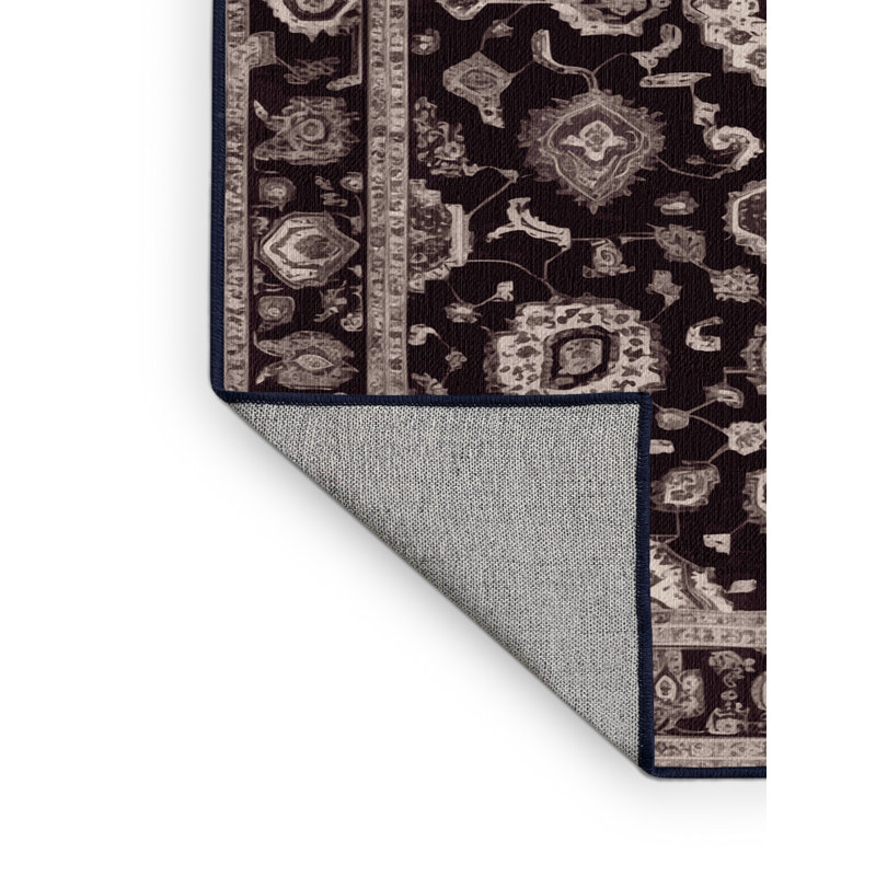 Machine Washable Tabriz Black Area Rug
