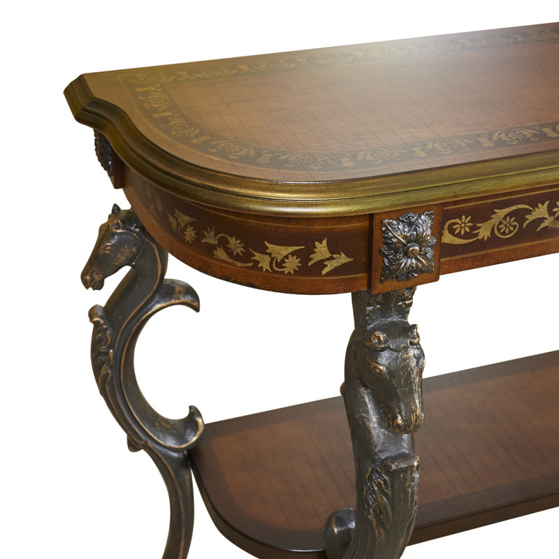Berkhamstead 42” Console Table with Ornate Horse Motif Legs Design, Brown